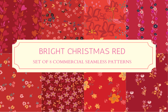 Bright Christmas Red Seamless Patterns