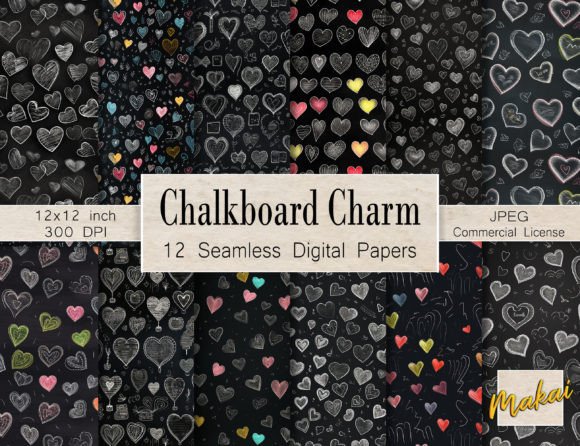 Chalkboard Valentine Heart Patterns