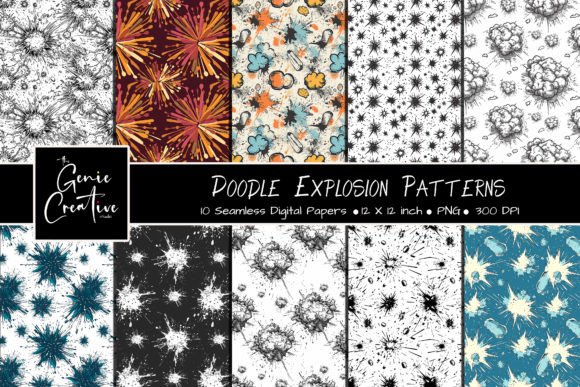 Doodles Explosion Seamless Patterns Set