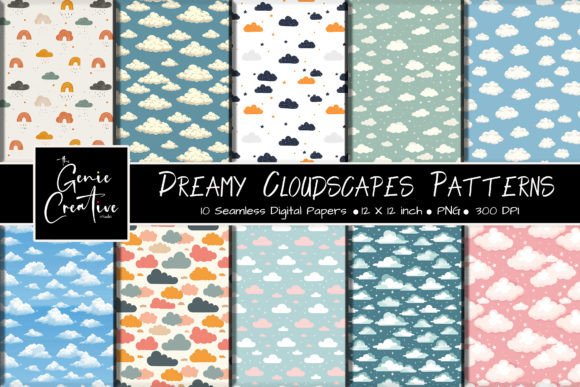 Dreamy Cloudscapes Seamless Patterns Set for Creative Projects