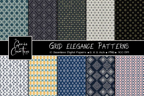 Grid Elegance Seamless Patterns Set for Creative Projects