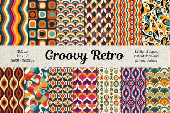 Groovy Retro Bohemian Colorful Patterns
