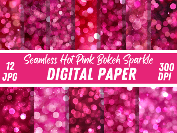 Hot Pink Sparkle Bokeh Crafted Patterns: A Versatile Digital Design Resource for Creative Projects