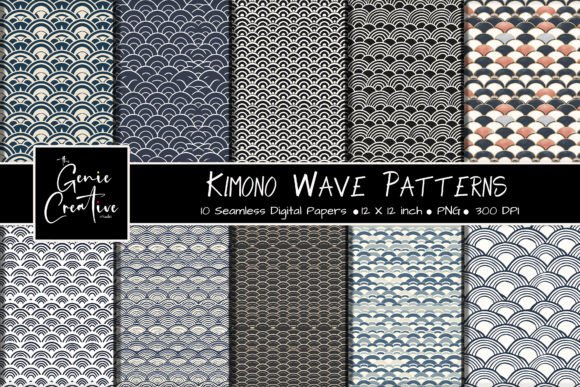 Kimono Waves Seamless Patterns Set for Creative Projects