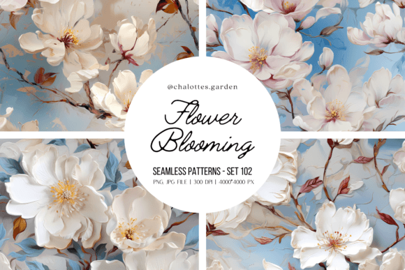 Magnolia Flowers Blooming 3D Patterns