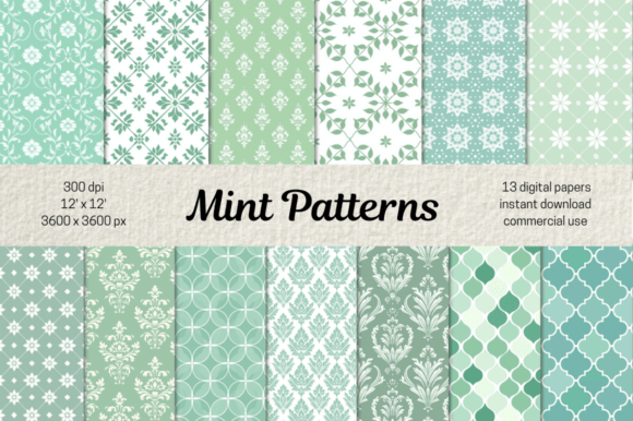 Mint Patterns Bundle Pastel Blue Papers