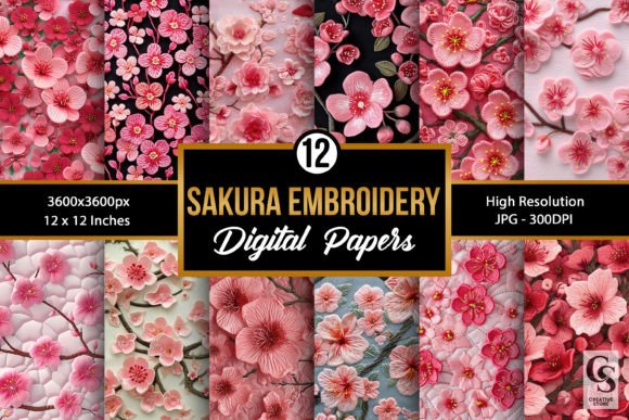 Sakura Embroidery Seamless Patterns