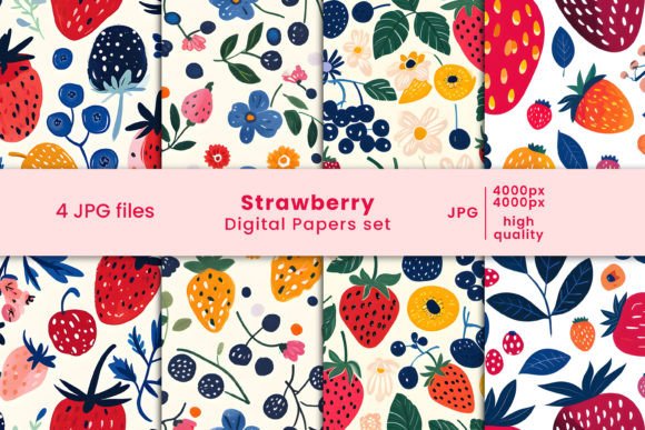 Strawberry Digital Papers and Patterns: A Versatile Resource for Creative Projects