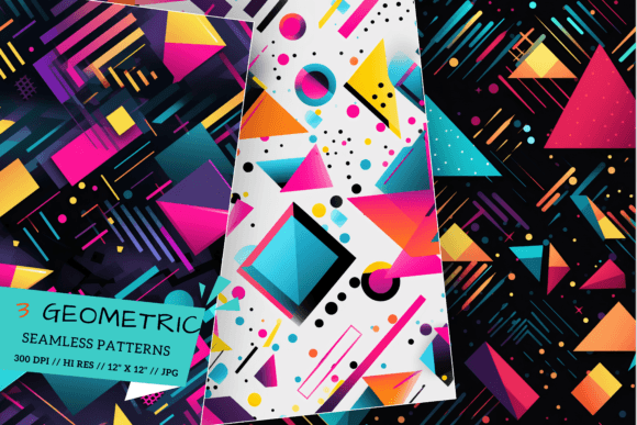 Vibrant Geometric Patterns, Retro Style